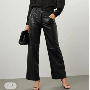 Derek Lam Black Faux Leather Pants straight leg